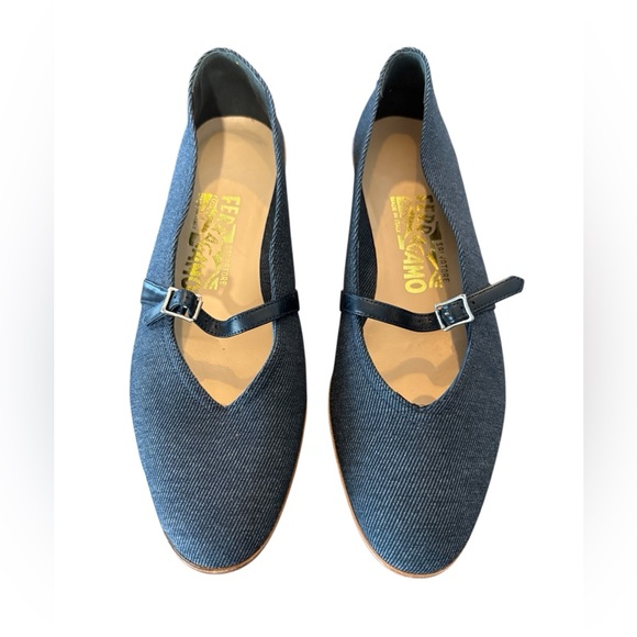 Salvatore Ferragamo Shoes - Salvatore Ferragamo Audrey Denim Women's Mary Jane Ballerina Flats